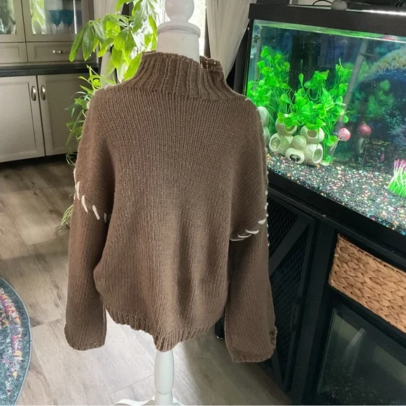 SHEIN Taupe Sweater with White Accents - Picture 5 of 6